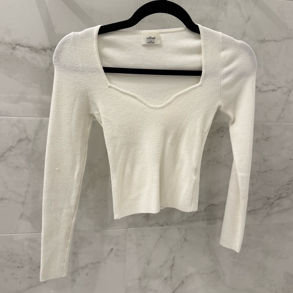 Wilfred Ivory Ribbed Knit Top